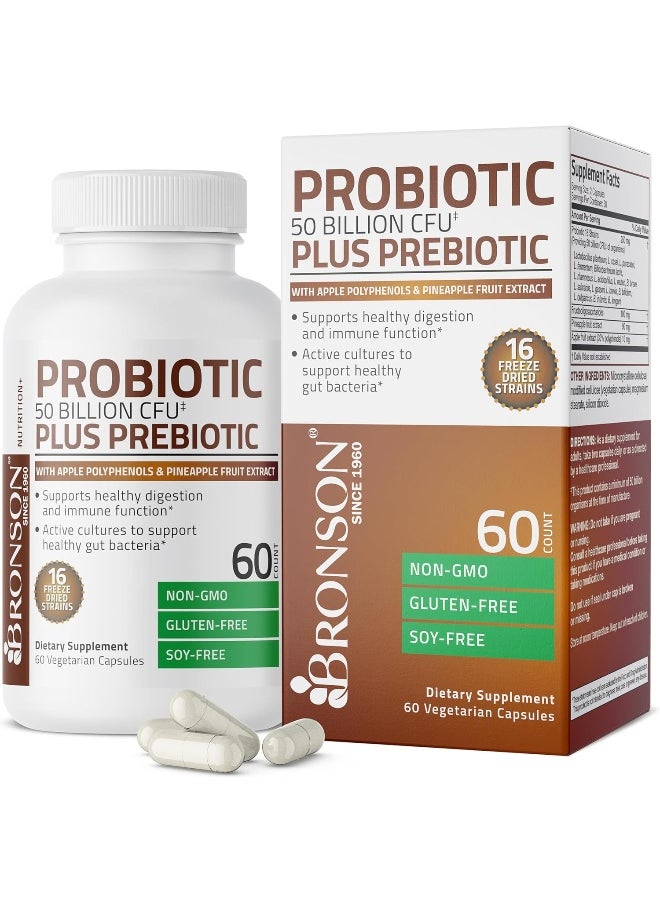 Bronson - Bronson Probiotic 50 Billion CFU + Prebiotic with Apple Polyphenols & Pineapple Fruit Extract - Image 1