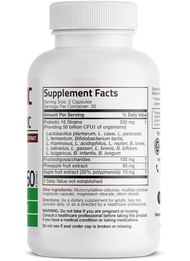 Bronson - Bronson Probiotic 50 Billion CFU + Prebiotic with Apple Polyphenols & Pineapple Fruit Extract - Image 1