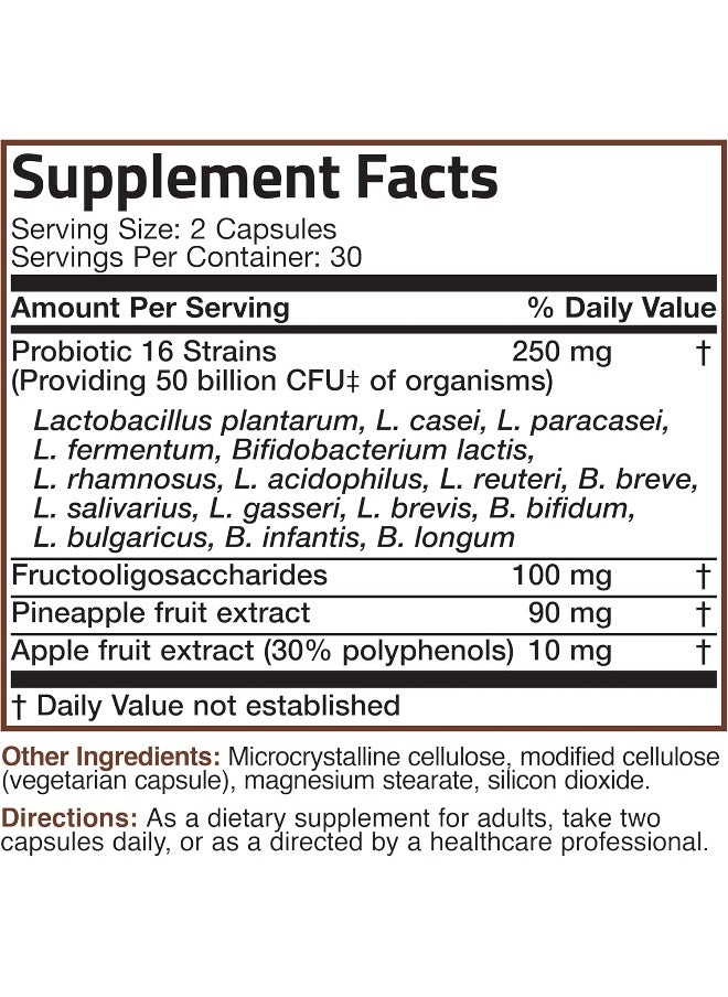 Bronson - Bronson Probiotic 50 Billion CFU + Prebiotic with Apple Polyphenols & Pineapple Fruit Extract - Image 1