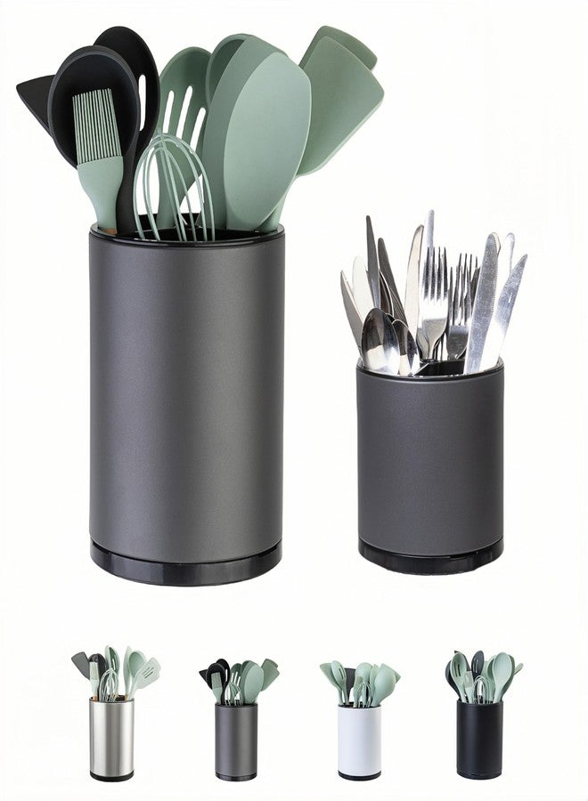 LIBODOUR Utensil Holder,Extra Large Utensil Holder for Kitchen Counter, Silverware Organizer, Stainless Steel Storage Cooking Caddy Flatware Spoon Spatula Tool Cutlery Container(2 Set) - Image 1
