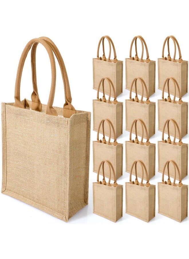 Saintrygo Saintrygo 10 Pcs Burlap Gift Bags with Handles Tote Bags Bridesmaid Tote Bag Welcome Tote Bag Blank Burlap Tote for Wedding (Khaki)  - Image 1