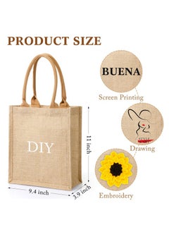 Saintrygo Saintrygo 10 Pcs Burlap Gift Bags with Handles Tote Bags Bridesmaid Tote Bag Welcome Tote Bag Blank Burlap Tote for Wedding (Khaki)  - Image 2