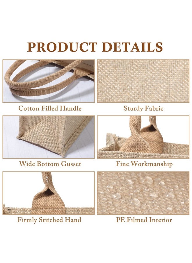Saintrygo Saintrygo 10 Pcs Burlap Gift Bags with Handles Tote Bags Bridesmaid Tote Bag Welcome Tote Bag Blank Burlap Tote for Wedding (Khaki)  - Image 3