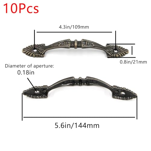 Geesatis 10 pcs Bronze Tone Decorative Antique Handle Pull Arch Shape Decorative Drawer Dresser Cabinet Pull Handles, with Mounting Screws, Anti-Rust, Hole to Hole Distance 4.3 inch - Image 2