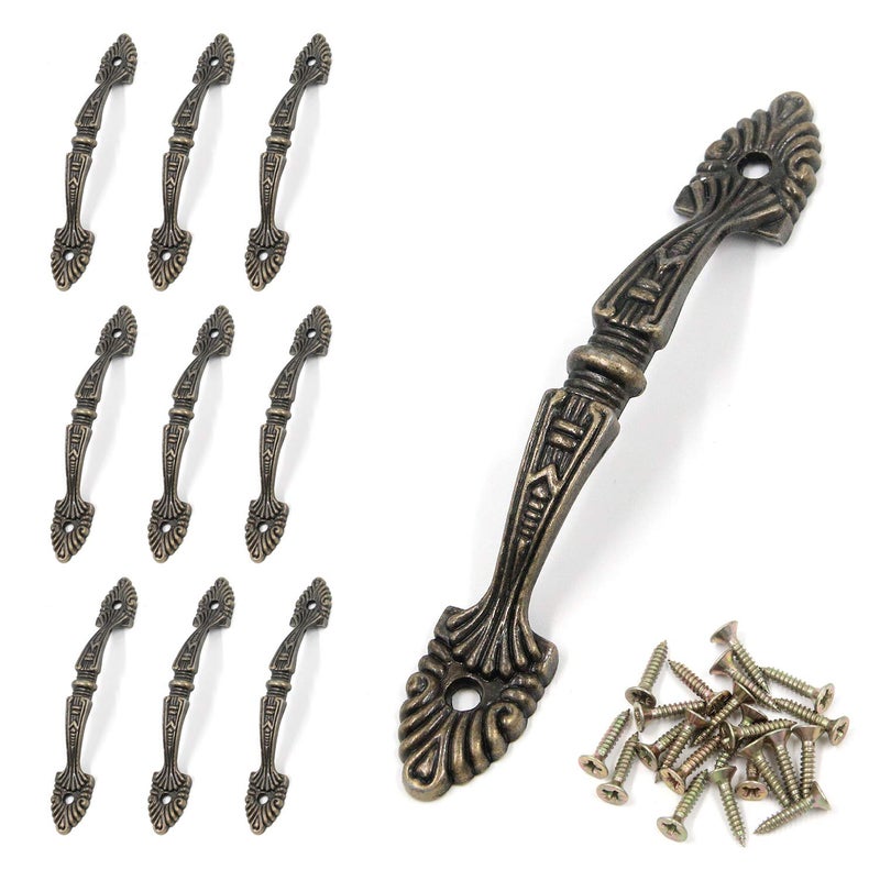 Geesatis 10 pcs Bronze Tone Decorative Antique Handle Pull Arch Shape Decorative Drawer Dresser Cabinet Pull Handles, with Mounting Screws, Anti-Rust, Hole to Hole Distance 4.3 inch - Image 5