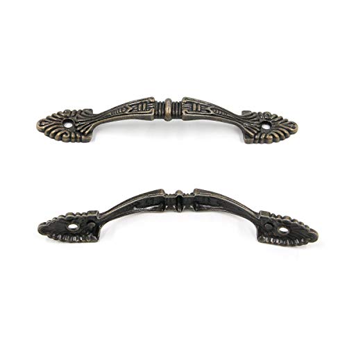 Geesatis 10 pcs Bronze Tone Decorative Antique Handle Pull Arch Shape Decorative Drawer Dresser Cabinet Pull Handles, with Mounting Screws, Anti-Rust, Hole to Hole Distance 4.3 inch - Image 4