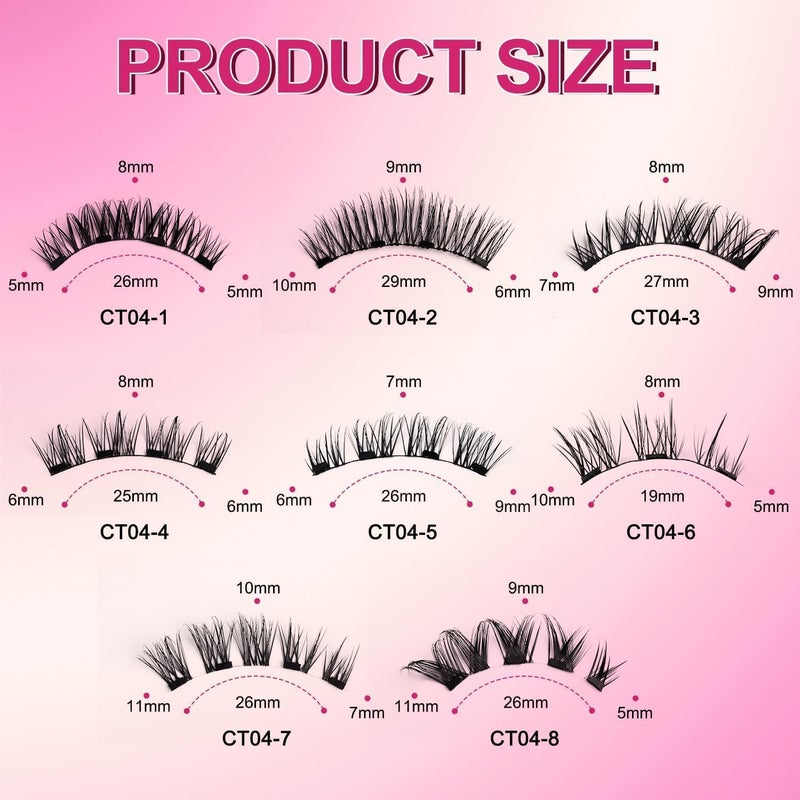 Magnetic Eyelashes,Natural Look Reusable Magnetic Eyelashes No Glue Needed,Eyelash Extension Tool,Upper and Lower Eyelash Combo Set Easy to Wear and Remove (CT04-6) - Image 5