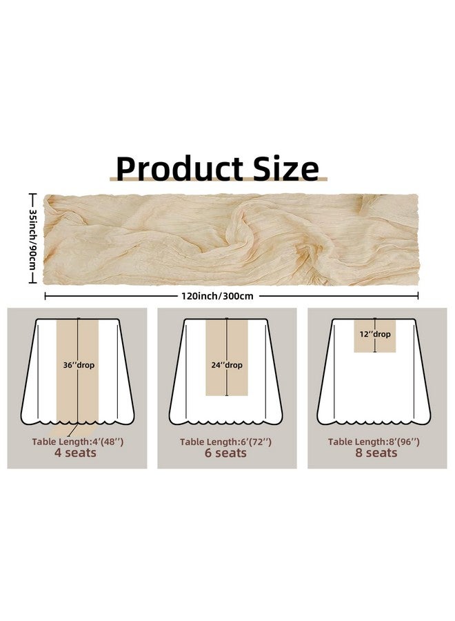 FEXIA Beige Cheesecloth Table Runner 35x120 Inches Ivory Gauze Rustic Boho Spring Easter Table Runner for Engagement Party Decorations Bridal Shower Wedding Party First Communion Centerpiece - Image 2