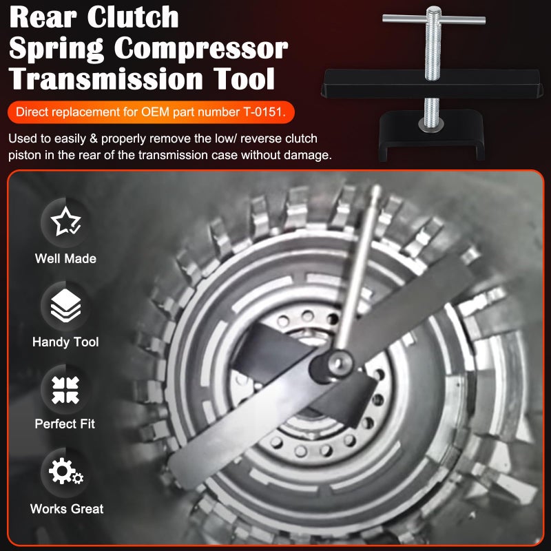 Bonbo T-0151 Rear Clutch Spring Compressor Transmission Tool - 4L60E Low & Reverse Spring Compressor, Compatible with GM 250 250C 350 350C 700R4 4L60 4L60-E 4L65E 4L70 4L70E 4T80-E - Image 4