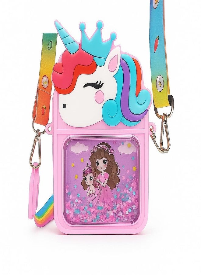 KALQIAD Cute Unicorn Crossbody Bag for Girls | Silicone Sling Purse with Adjustable Strap | Cartoon Shoulder Bag for Kids Birthday Gift, Travel & Daily Use (MULTICOLOR) - Image 1