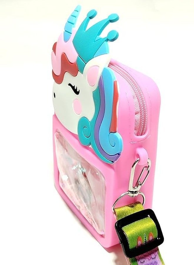 KALQIAD Cute Unicorn Crossbody Bag for Girls | Silicone Sling Purse with Adjustable Strap | Cartoon Shoulder Bag for Kids Birthday Gift, Travel & Daily Use (MULTICOLOR) - Image 3