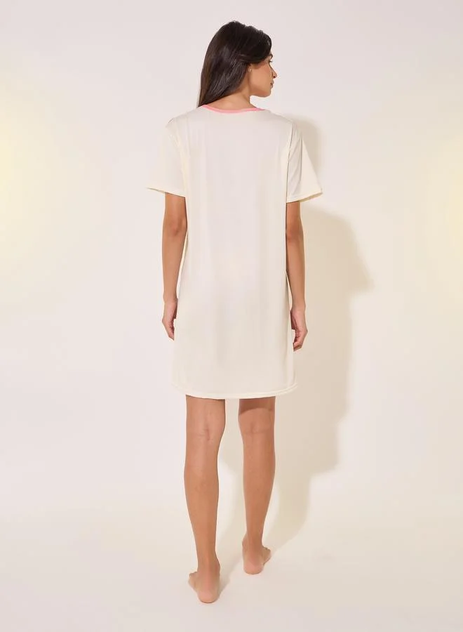 Take Two Take Two Graphic Print Round Neck Sleep T-Shirt Dress