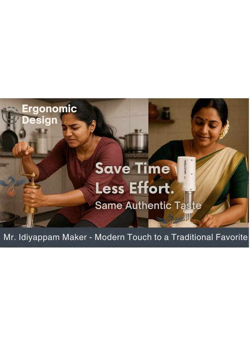 Novitson Electric Idiyappam Maker NIM-3634W, South Indian Sevai Press Machine, White - Image 2