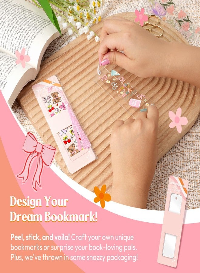 Kaciola 24PCS Acrylic Bookmark Blanks with 24PCS Pink Bow Theme UV DTF Stickers and 4 Colors Tassels,Blank Bookmarks UV DTF Transfers Stickers for DIY Crafts Hanging Tag Gift Bookmarks DIY - Image 2