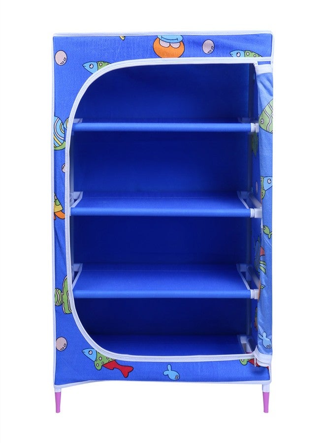 Homeeva | 4 Shelves Baby Foldable Wardrobe | Aquatic Blue (Made in India) - Image 3