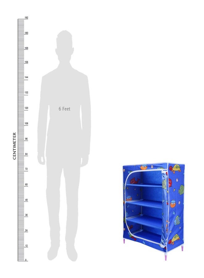 Homeeva | 4 Shelves Baby Foldable Wardrobe | Aquatic Blue (Made in India) - Image 4