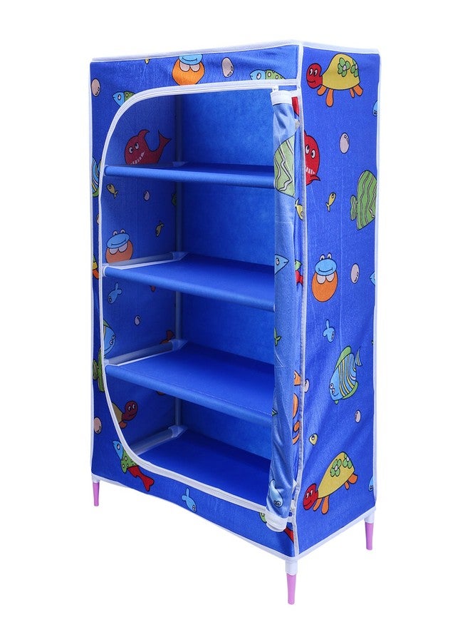 Homeeva | 4 Shelves Baby Foldable Wardrobe | Aquatic Blue (Made in India) - Image 1