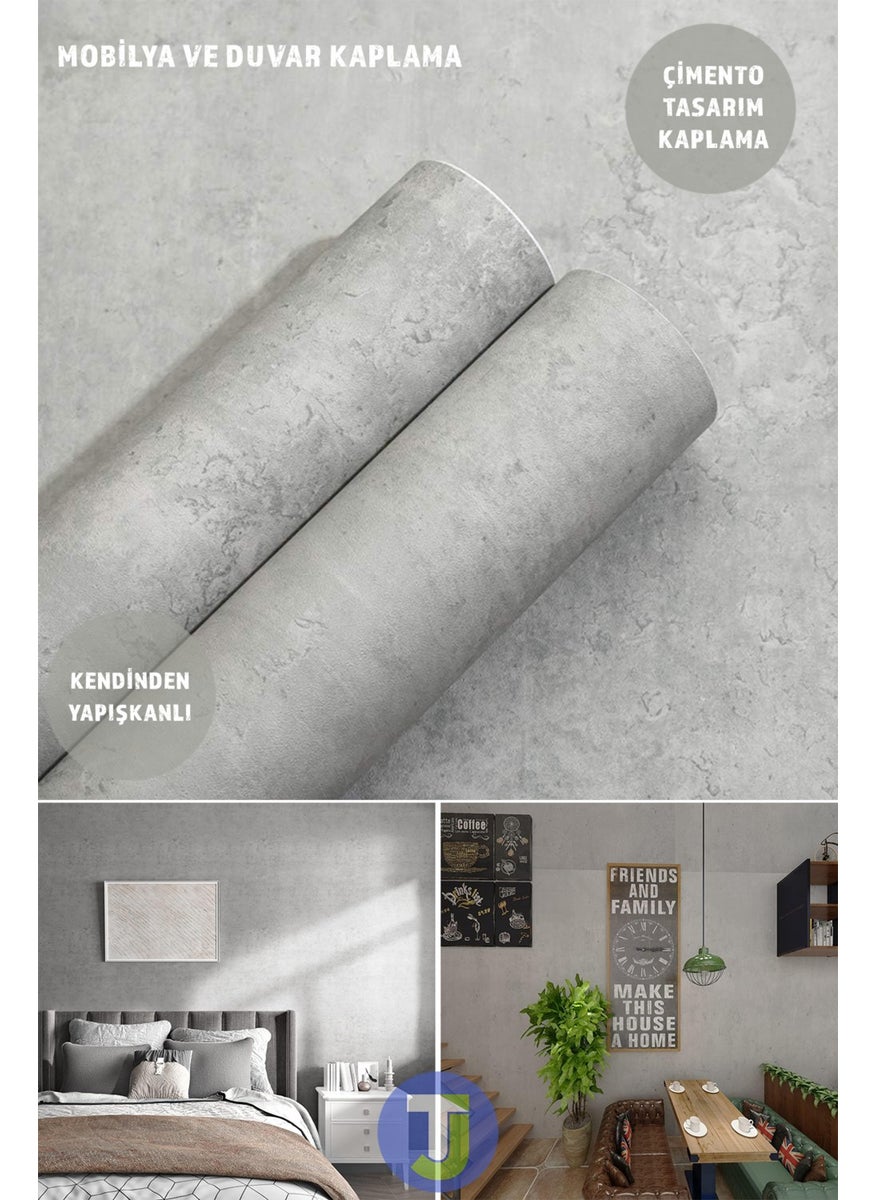 Technojet - Self Adhesive Cement Look Kitchen Bathroom Wall Cabinet Table Covering 60CMX100CM - Image 1