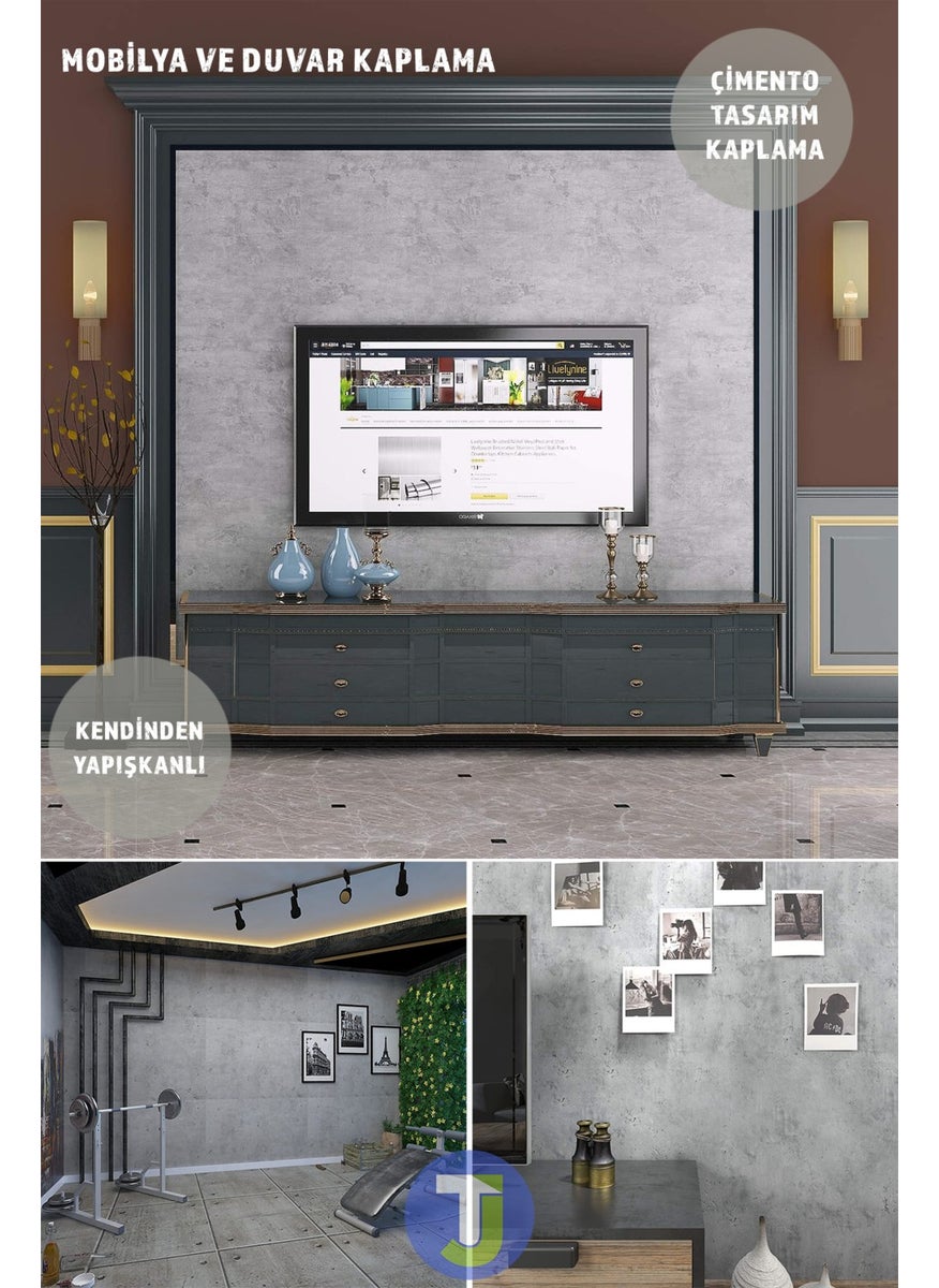 Technojet - Self Adhesive Cement Look Kitchen Bathroom Wall Cabinet Table Covering 60CMX100CM - Image 1