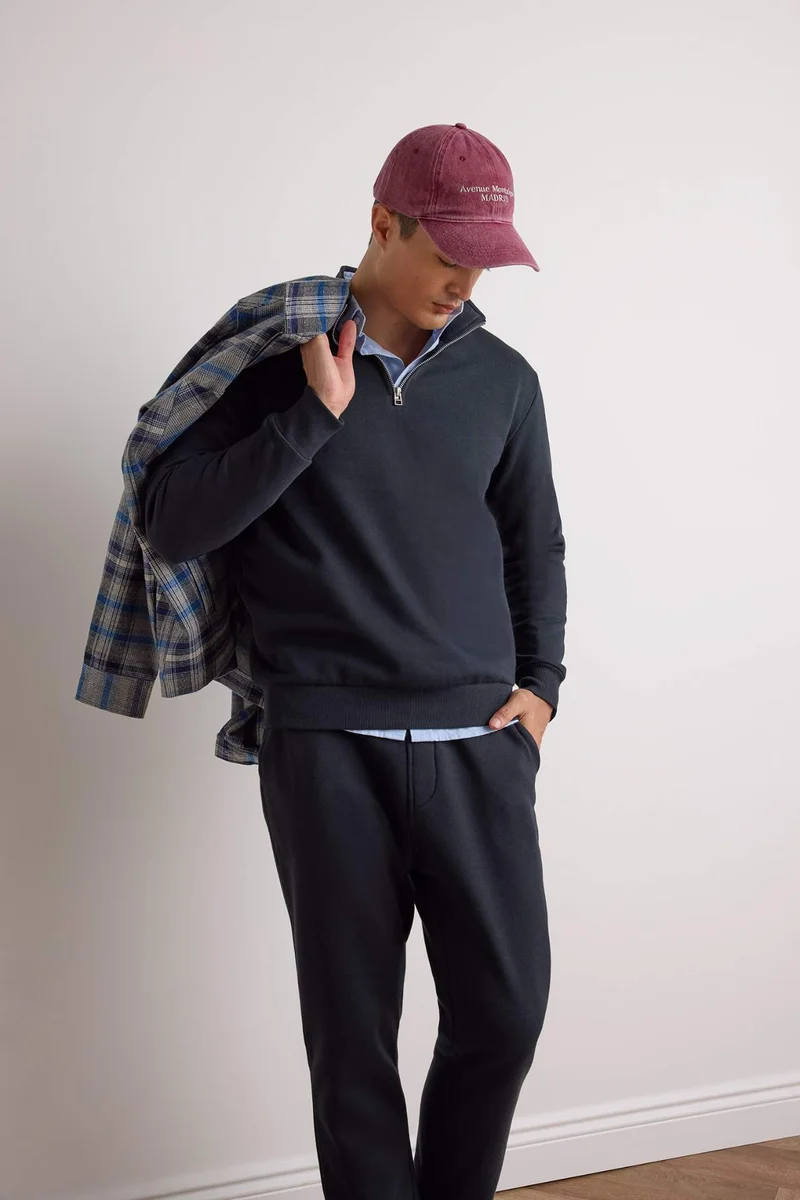 ديفاكتو Regular Fit Half Zippered Basic Sweatshirt