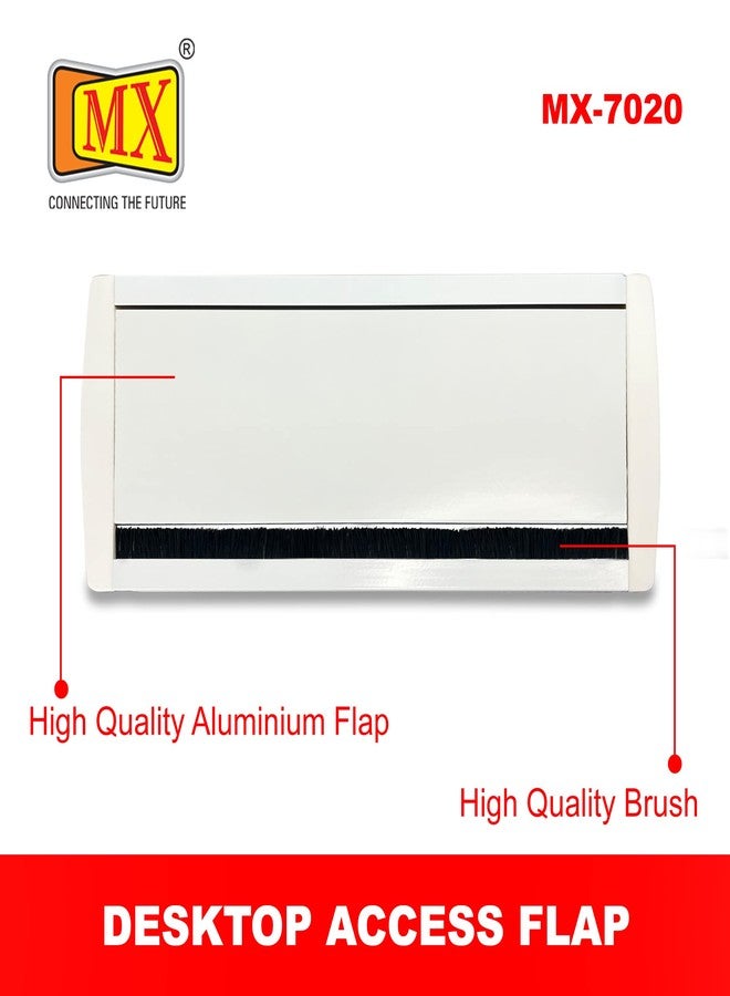 MX Access Flap with Brush/Table Flip Cover/Cable Hole Cover/Cable Hole Cover Grommet/Metal Rectangle Wire Cable (Cutout -316X132 MM)(White) - Image 3