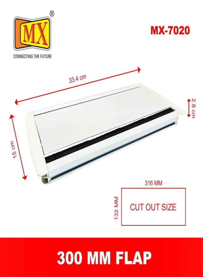 MX Access Flap with Brush/Table Flip Cover/Cable Hole Cover/Cable Hole Cover Grommet/Metal Rectangle Wire Cable (Cutout -316X132 MM)(White) - Image 5