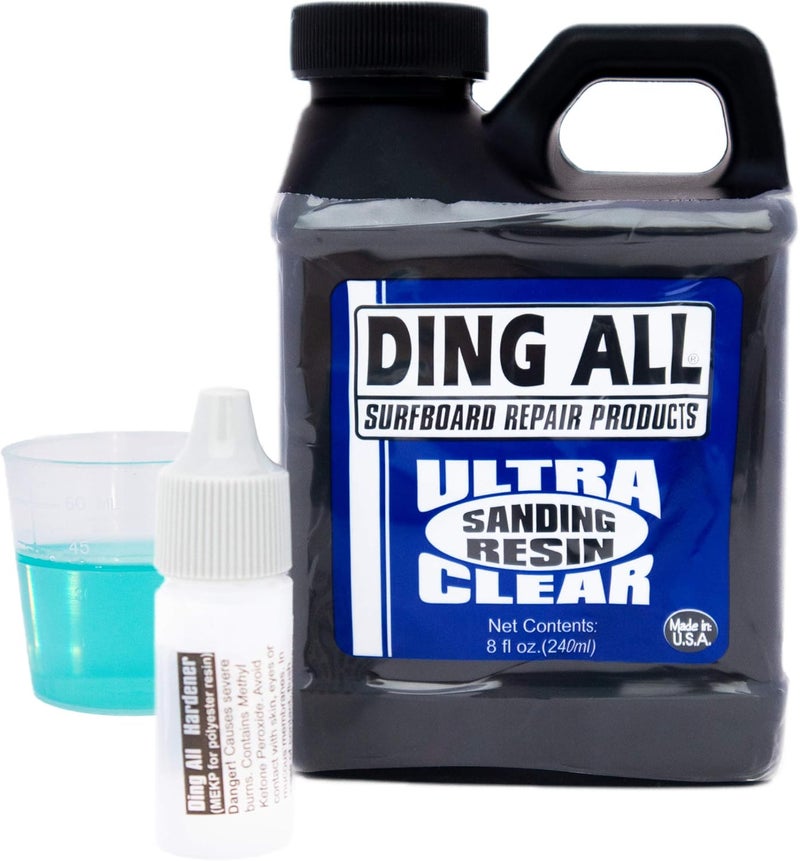 Ding All Polyester Sanding Resin with Catalyst - Smooth and Non-Tacky Product for Surfboard Repairs - 8 oz - Image 1