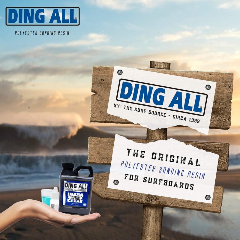 Ding All Polyester Sanding Resin with Catalyst - Smooth and Non-Tacky Product for Surfboard Repairs - 8 oz - Image 2