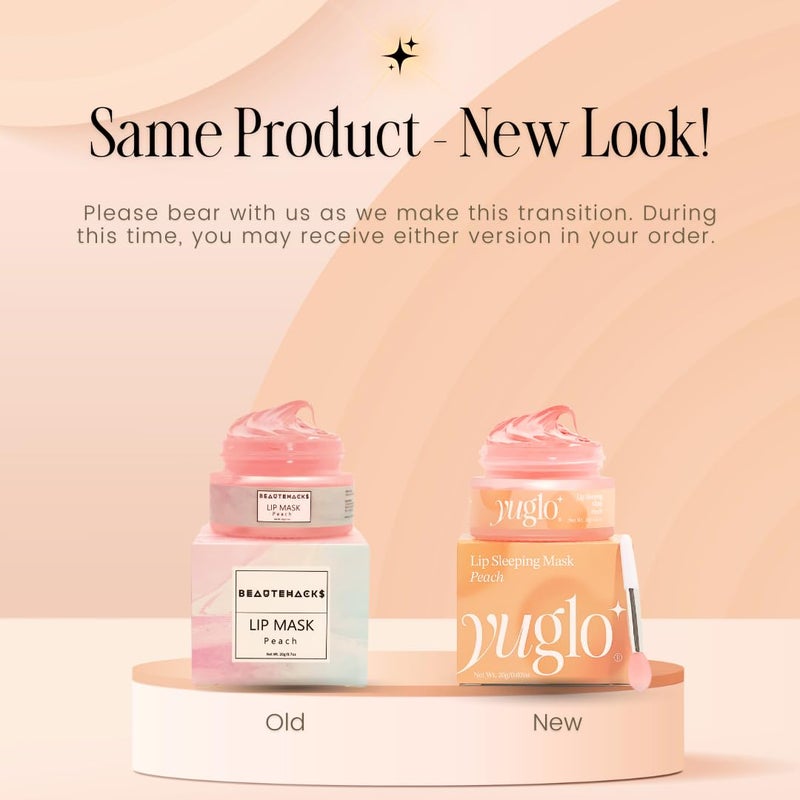 YUGLO Moisture & Collagen Booster Lip Sleeping Mask - Treatment to Restore, Hydrate & Plump Dry Chapped Lips - Peach - Image 2