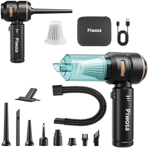 Piwosa Handheld Vacuum Cordless, Car Vacuum Cleaner with Brushless Motor, Strong Suction Vacuum & Compressed Air Dusters with LED Light, Wireless Mini Portable Hand Vacuum Blower for Home, Pet (Black) - Image 1