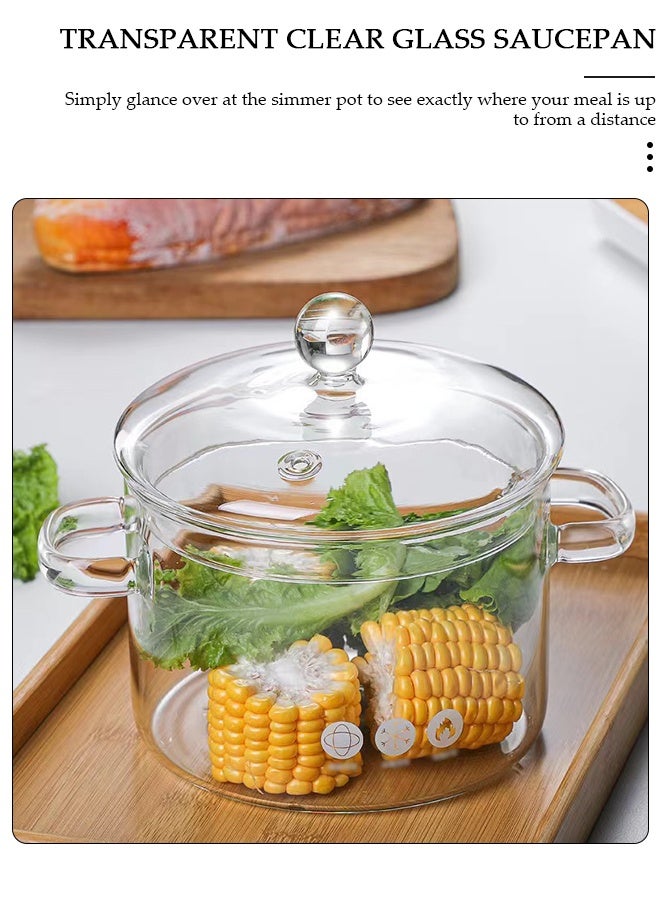 DUNISO Glass Cooking Pot with Lid and Double Handles, Heat Resistant Borosilicate Glass Cookware Stovetop Pot Set, Casserole Dish, Simmer Pot with Cover Safe for Soup, Milk, Baby Food, Noodles - Image 4
