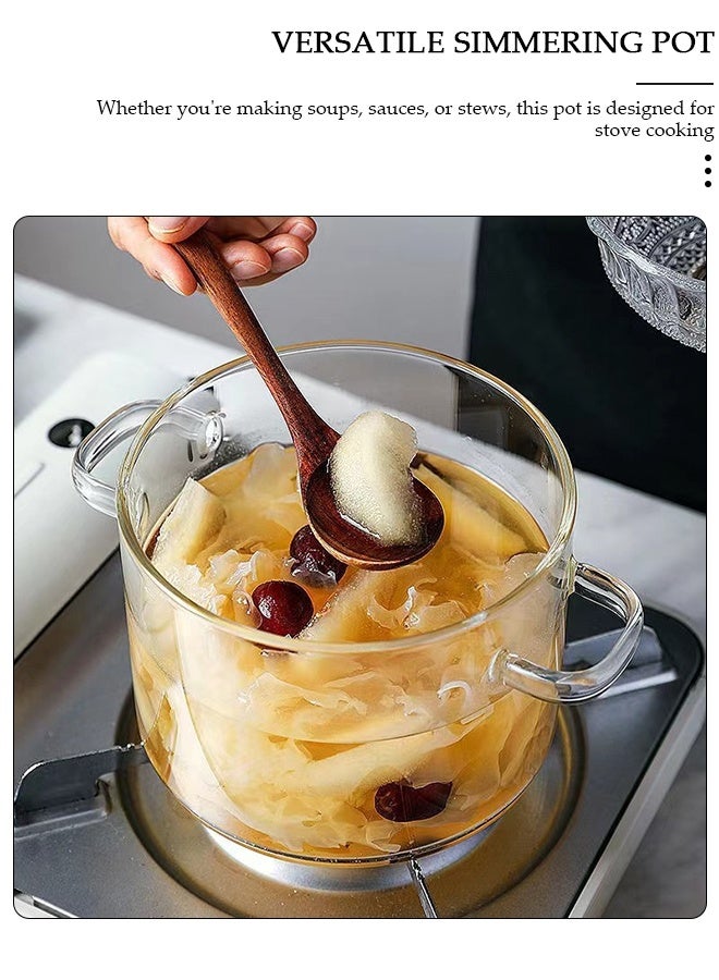 DUNISO Glass Cooking Pot with Lid and Double Handles, Heat Resistant Borosilicate Glass Cookware Stovetop Pot Set, Casserole Dish, Simmer Pot with Cover Safe for Soup, Milk, Baby Food, Noodles - Image 5