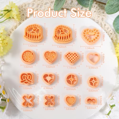 Puocaon Valentine's Day Clay Cutters - 15 Pcs Vintage Cake Theme Valentine Polymer Clay Cutters for Earrings Jewelry, Dessert Donut Bread Waffle Biscuit Design - Image 3