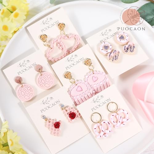 Puocaon Valentine's Day Clay Cutters - 15 Pcs Vintage Cake Theme Valentine Polymer Clay Cutters for Earrings Jewelry, Dessert Donut Bread Waffle Biscuit Design - Image 2