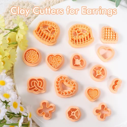 Puocaon Valentine's Day Clay Cutters - 15 Pcs Vintage Cake Theme Valentine Polymer Clay Cutters for Earrings Jewelry, Dessert Donut Bread Waffle Biscuit Design - Image 4