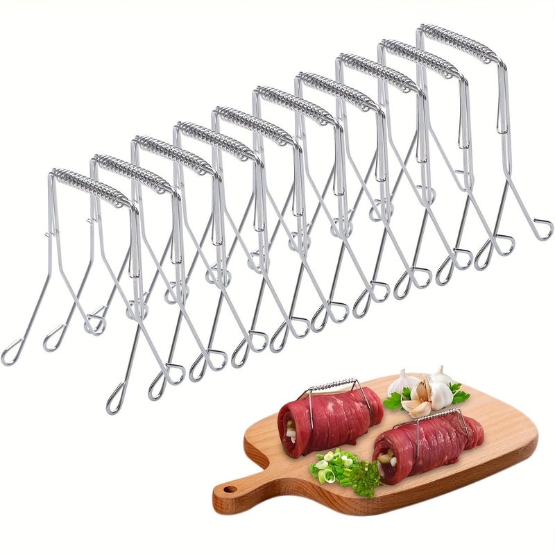 10pcs 304 Stainless Steel Reusable Collard Clips For Cooking Baking Kitchen Tool Set - Image 3