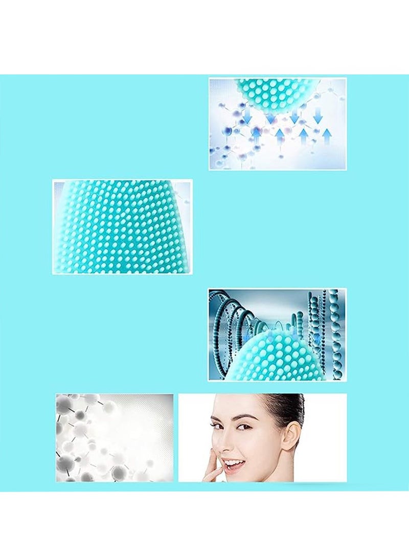 Generic Ultrasonic Silicone Face Cleansing Instrument USB Charging Waterproof Electric Beauty Instrument Cleaning Pore Massager Clean and Healthy Blue  - Image 3