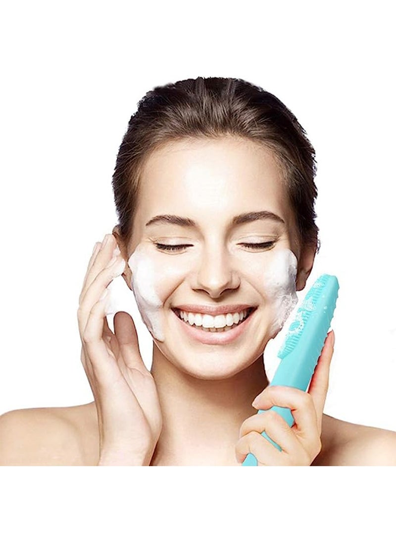 Generic Ultrasonic Silicone Face Cleansing Instrument USB Charging Waterproof Electric Beauty Instrument Cleaning Pore Massager Clean and Healthy Blue  - Image 4