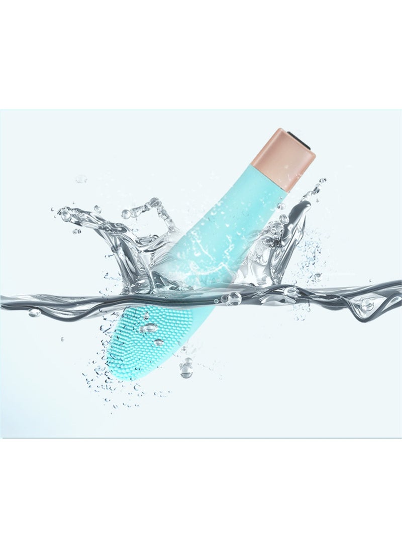 Generic Ultrasonic Silicone Face Cleansing Instrument USB Charging Waterproof Electric Beauty Instrument Cleaning Pore Massager Clean and Healthy Blue  - Image 5