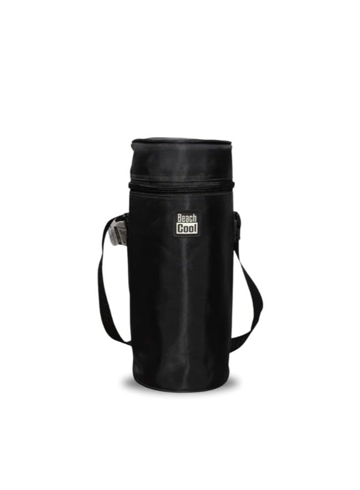 بيتش كول حقيبة زجاجات المياه الغازية والساخنة والباردة - معزولة ومصنوعة من مواد عالية الجودة - حزام قابل للتعديل (2.5 لتر - أسود)