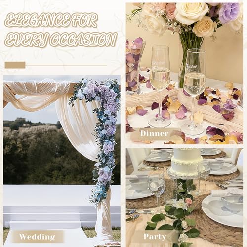 Jamestry 2 Pack Beige Cheesecloth Table Runner, 10Ft Boho Gauze Cheese Cloth Table Runners for Wedding, Party, Dinner, Baby Shower, 120 Inches Long Table Runner for Valentine's Day, Easter, Mother's Day Decor - Image 2
