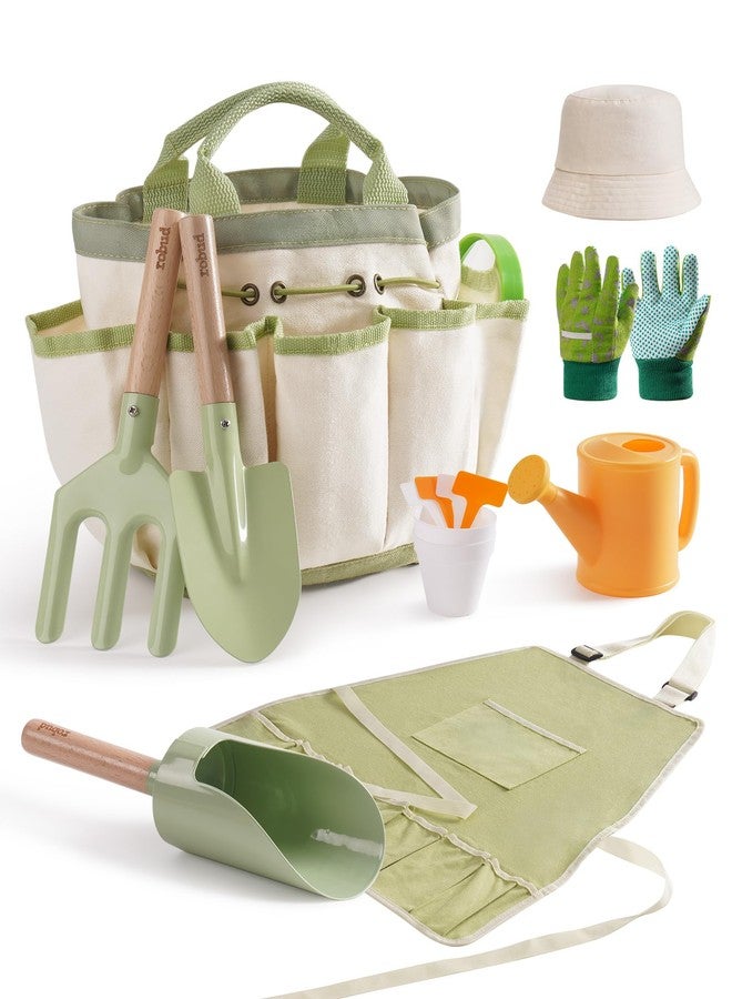 ROBUD Kid Gardening Set, Wooden Garden Tool for Kid, Garden Tool Kit with Tool Storage Bag, Apron, Gloves, Montessori Toys for Kids to be Closed to Nature, WRP25 - Image 1