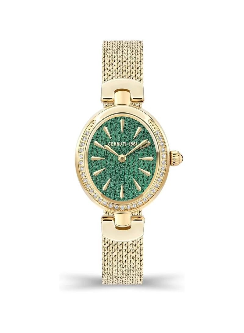 شيروتي 1881 CERRUTI 1881 Nemi Green Mother of Pearl Dial Watch for Women with Ion Plated Gold Bracelet - CIWLG2111202