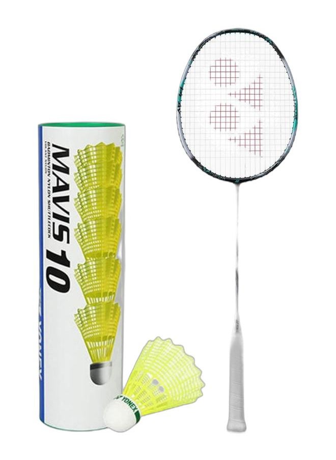 Yonex Astrox 88 Play Black Silver 4U5 + Mavis 10 Green Cap Slow Badminton Shuttlecock 6 Pack, Yellow Pack  - Image 1