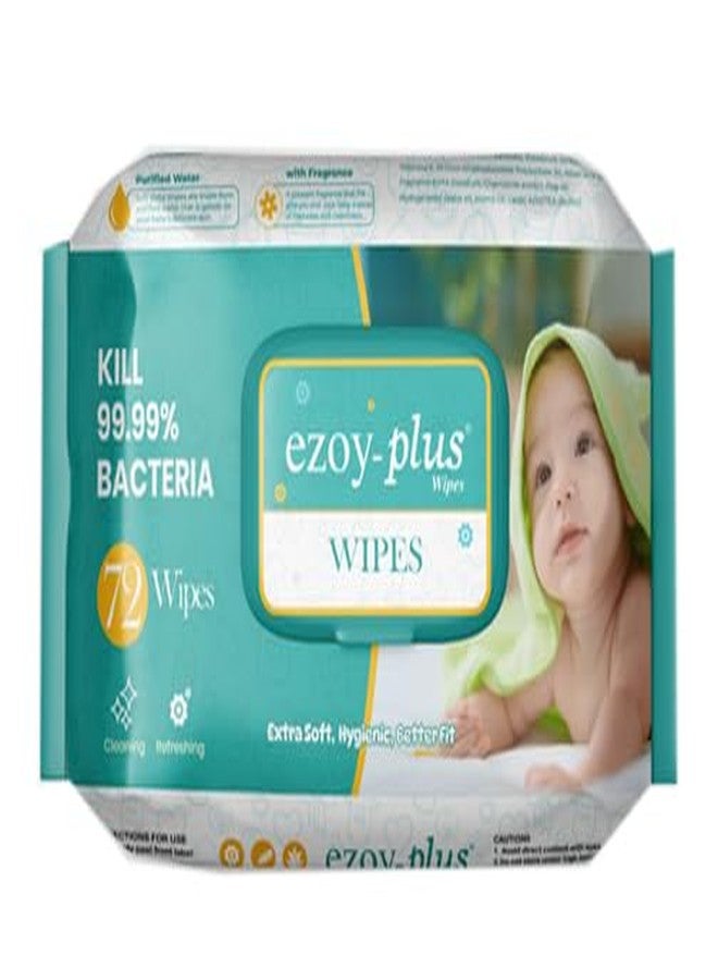 Ezoyplus Premium Baby Wipes 72 pcs (Pack of 8) Ultra Soft with Bubble Sheet| Prevents Rashes with Vitamin E, Aloe Vera, Almond Oil, Jojoba Oil (BABY WIPES, 576 pcs) - Image 2