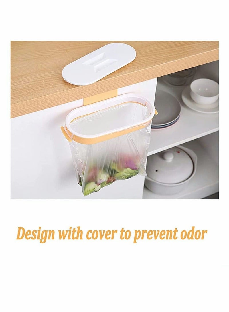 2Pack Portable Trash Bag Holder, Plastic Cupboard Hanging Garbage Bag Hanger with Lid for Kitchen Cupboard Cabinets Door Waste Bins Basket Trash Can Storage Rack (Pink, Light Blue) - Image 5