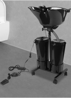 Portable Hairdressing Salon Wash Basin with Electric Pump, Height Adjustable Hair Washing Sink, Shampoo Bowl for Elder/Pregnant Women, Hair Wash Tray with 2 Buckets and Drain Hoses…