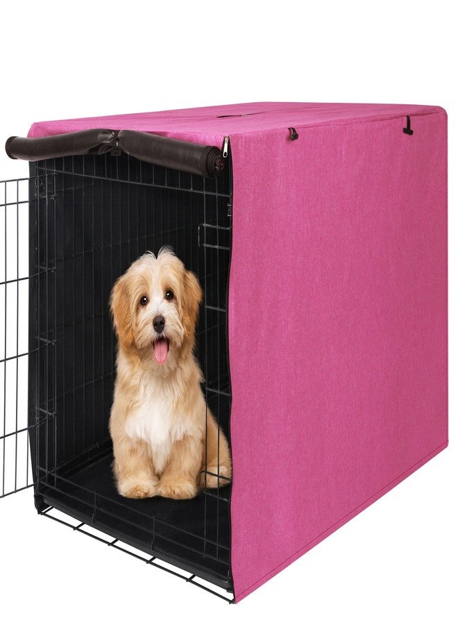 Deblue Heavy-Duty Dog Crate Cover, Privacy Pet Kennel Cover Universal Fits for 42 Inches Wire Cage, Polyester Crate Cover Fit for 1 2 3 Doors Crate (Pink) - Image 1