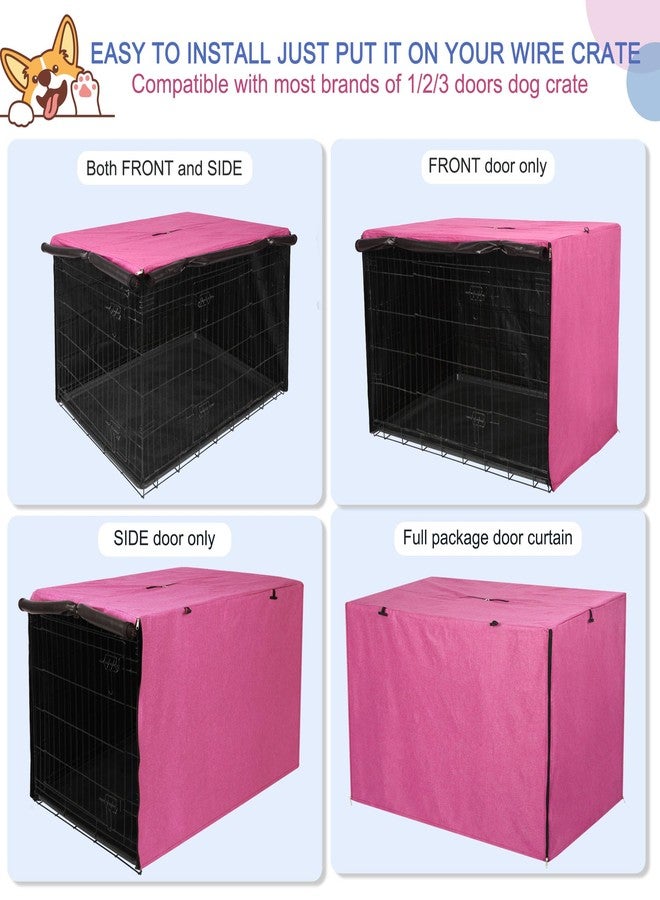 Deblue Heavy-Duty Dog Crate Cover, Privacy Pet Kennel Cover Universal Fits for 42 Inches Wire Cage, Polyester Crate Cover Fit for 1 2 3 Doors Crate (Pink) - Image 5