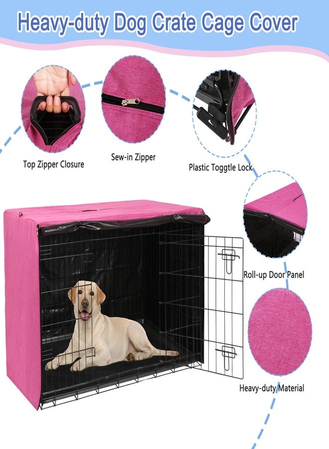 Deblue Heavy-Duty Dog Crate Cover, Privacy Pet Kennel Cover Universal Fits for 42 Inches Wire Cage, Polyester Crate Cover Fit for 1 2 3 Doors Crate (Pink) - Image 3